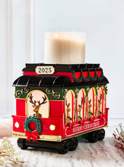 Trolley Light-Up Pedestal 3-Wick Candle Holder
