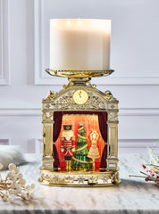 Nutcracker Lightbox Pedestal 3-Wick Candle Holder