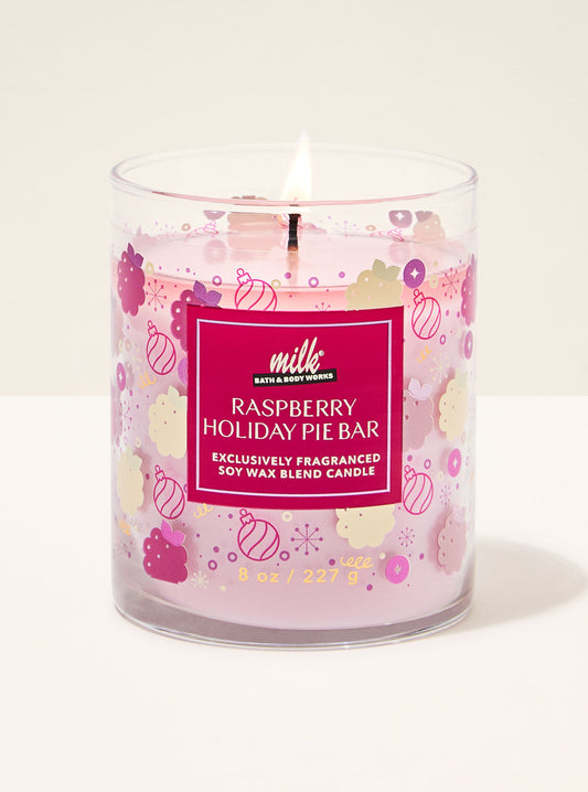 Raspberry Holiday Pie Bar Single Wick Candle