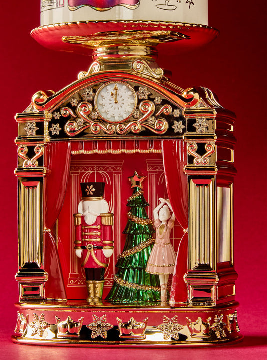 Nutcracker Lightbox Pedestal 3-Wick Candle Holder