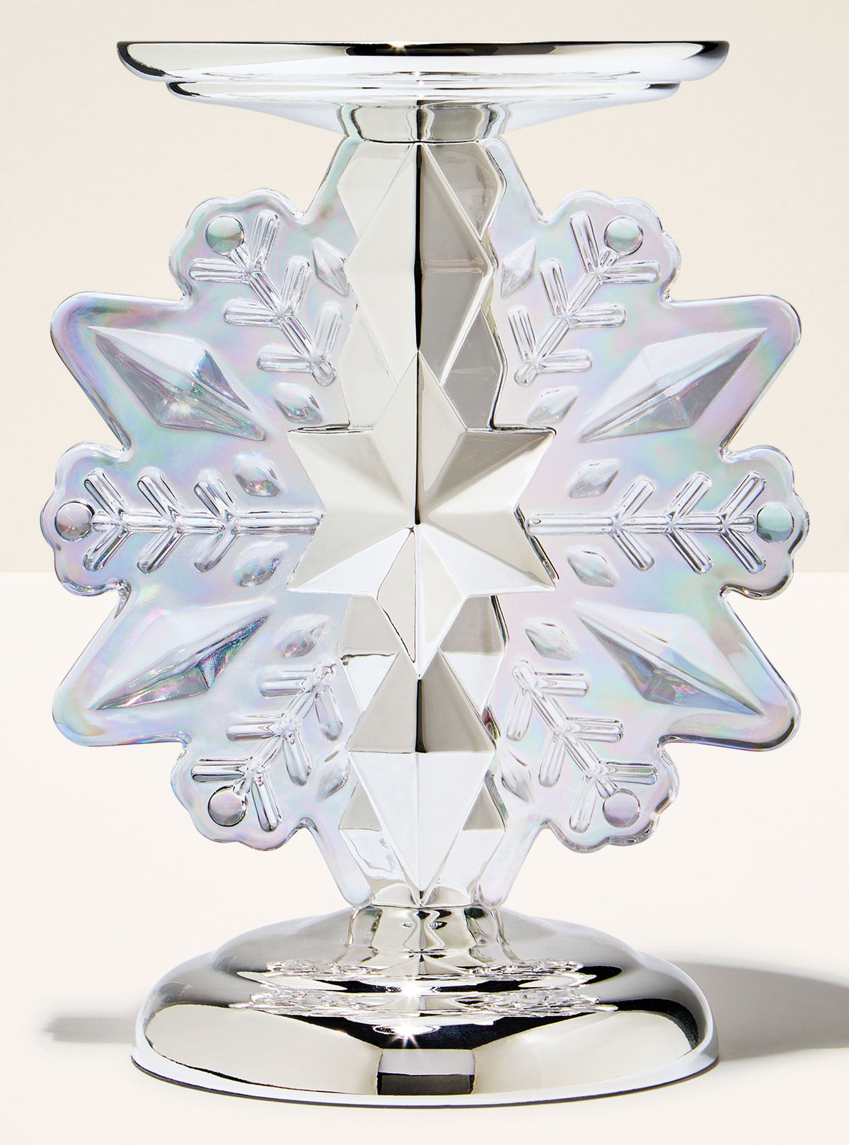 Snowflake Light-Up Pedestal 3-Wick Candle Holder